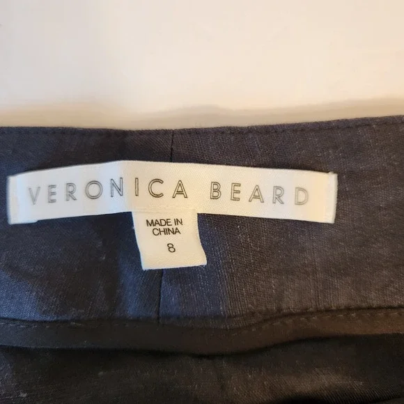Veronica Beard Womens Ankle Pants Size 8 Black Wide Leg Linen Blend Minimalist - Picture 12 of 15